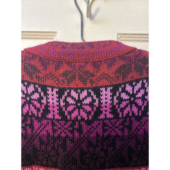 Vintage Alpaca Connection Nordic Knit Cardigan Vibrant Pink Purple Sweater Small - Picture 8 of 9